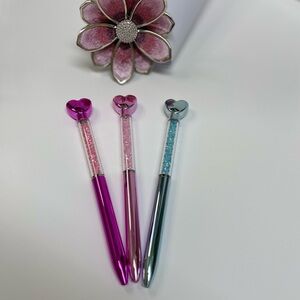 Heart Top Pens - Pink, Silver, Blue
